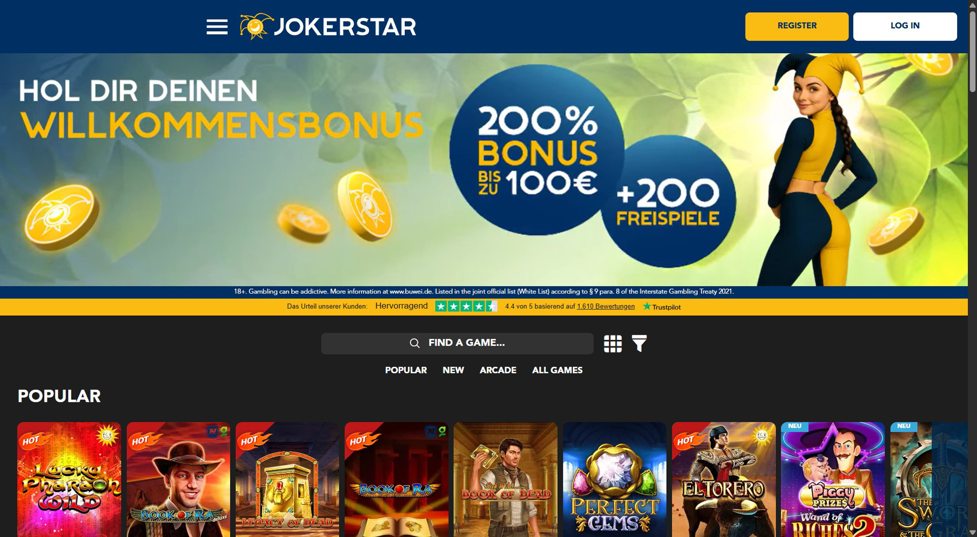 10. Jokerstar – Zuverlässige Visa Casino-Auswahl