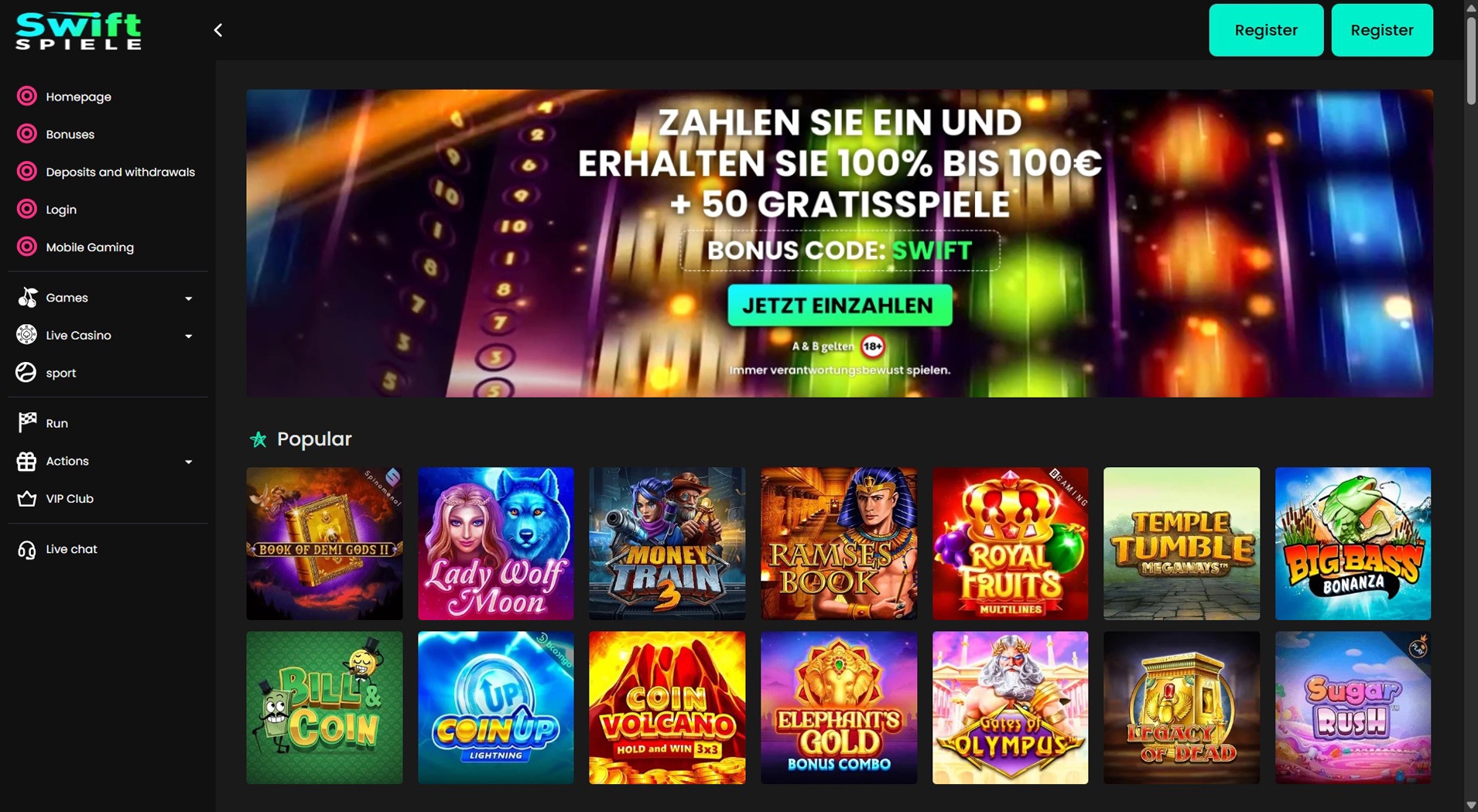 3. Swiftspiele- Starker Visa Casino-Wert